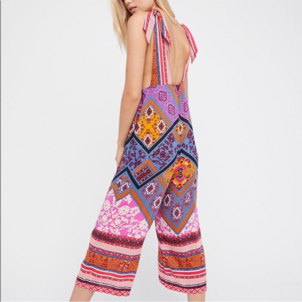 Free People Maritza Boho Floral Jumpsuit One Piece Womens Overalls Size 2 - Picture 5 of 13